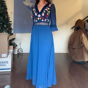 ASOS Pleated Mini Dress w/Embroidery